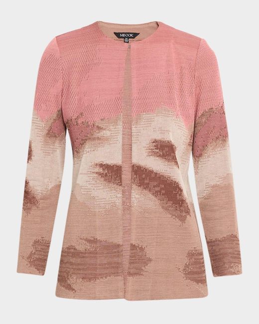 Misook Pink Heritage-Fit Landscape Pattern Knit Jacket