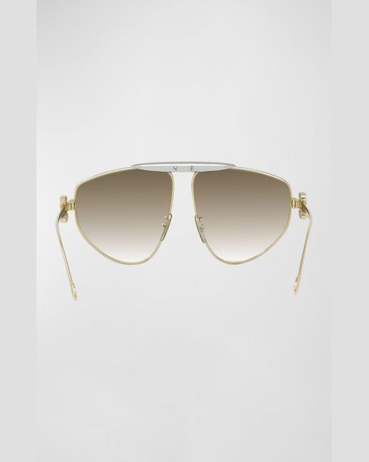 Loewe White Anagram Metal Alloy Aviator Sunglasses