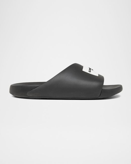 Givenchy Brown Apos;S Label Slide Flat Rubber Sandals for men