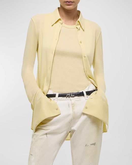 Helmut Lang Natural Button-Front Jersey Shirt