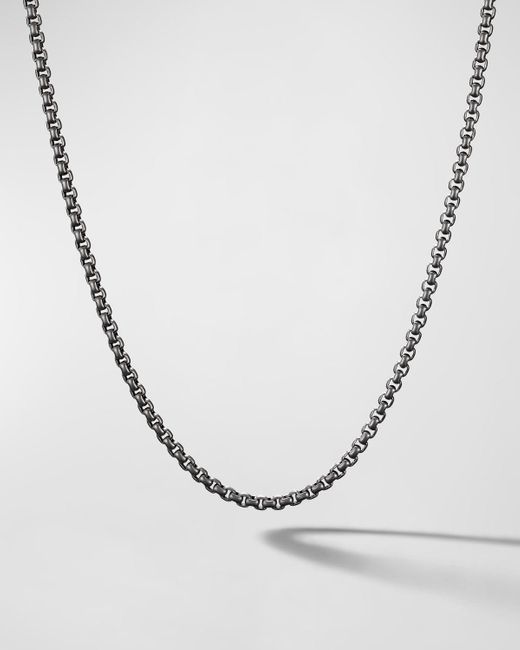 David Yurman White Box Chain Necklace In Darkened Stainless Steel, 2.7mm, 22"l for men