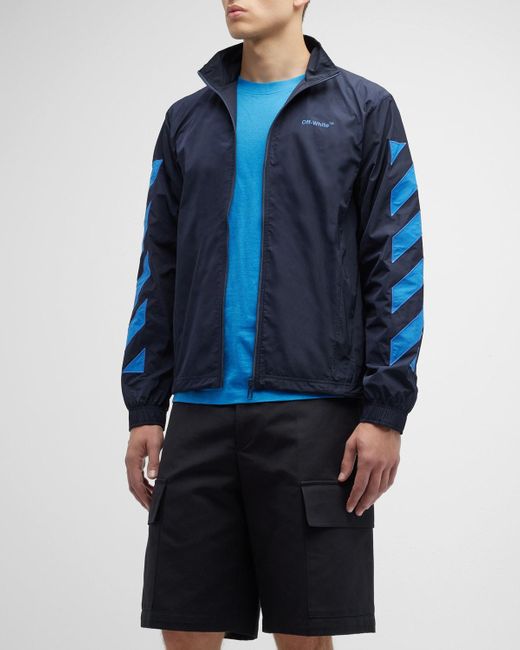 Blue off top white jacket
