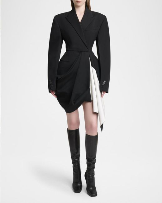 Givenchy Black Draped Grain De Poudre Double-Breasted Jacket