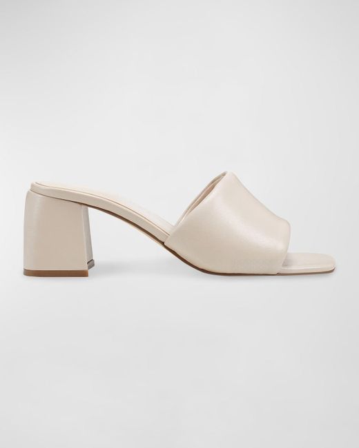 Marc Fisher Natural Nombra Padded Leather Mule Sandals