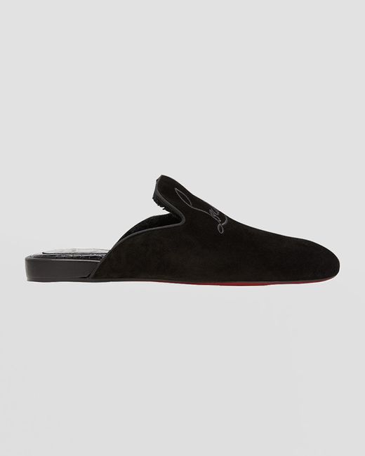 Christian Louboutin Black Coolito Logo Shearling Lined Mule Loafers for men