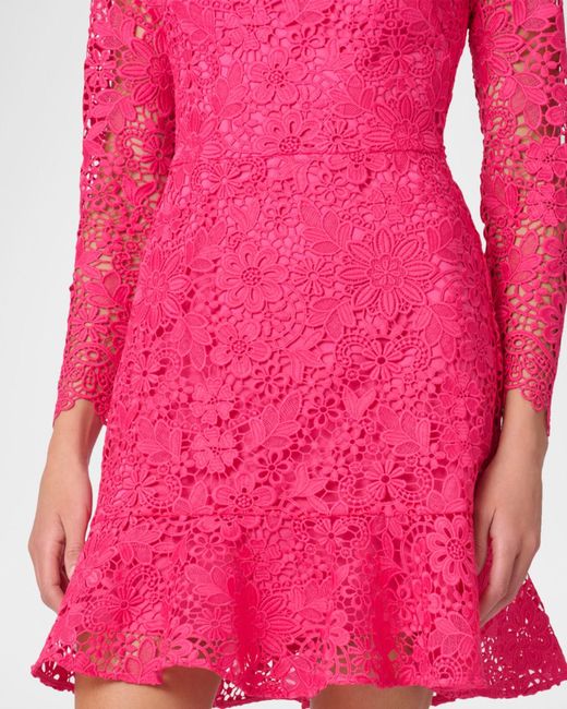 shoshanna pink lace dress Shoshanna Asymmetrical Petal Lace Halter Dress