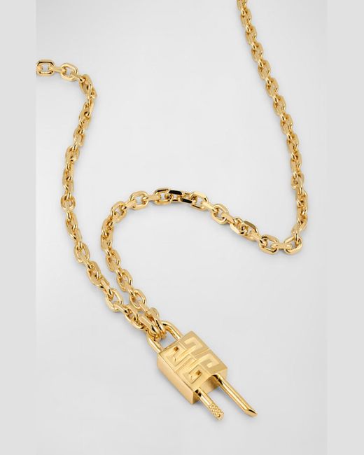 Givenchy White Golden 4G Mini Lock Necklace