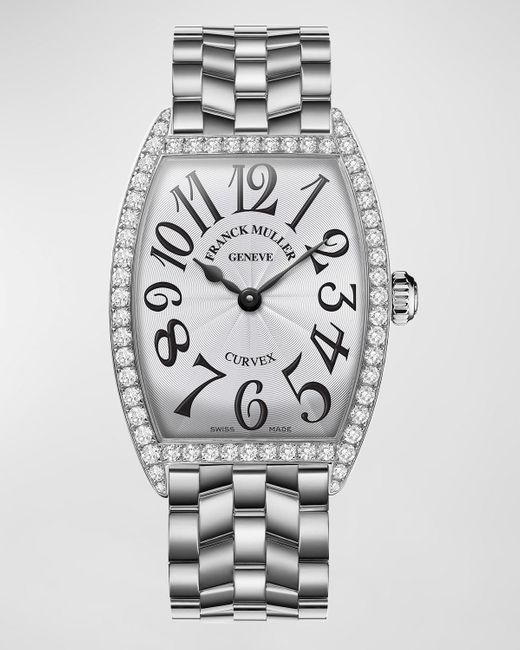 Franck Muller Gray Cintree Curvex Stainless Steel Diamond Watch With Bracelet Strap for men