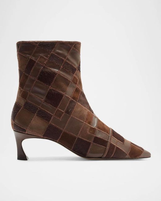 Alexandre Birman Brown 50Mm Annelise Patchwork Leather Booties