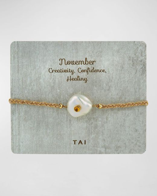 Tai Gray Baroque Pearl Handmade Birthstone Bracelet