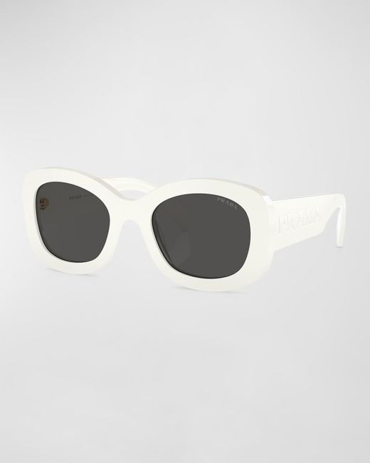 Prada Multicolor Oversized Logo Acetate & Plastic Oval Sunglasses
