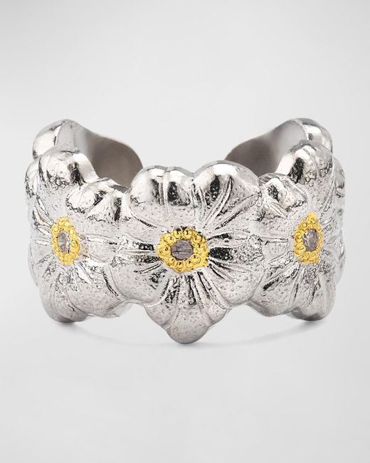 Buccellati Gray Blossoms Eternelle Sterling Diamond Ring, Eu 55 / Us 7.25