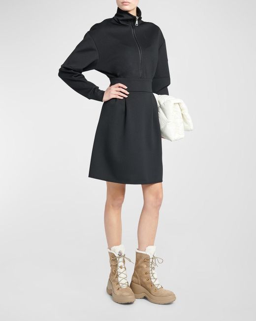 Moncler Black Half-Zip Short Dress