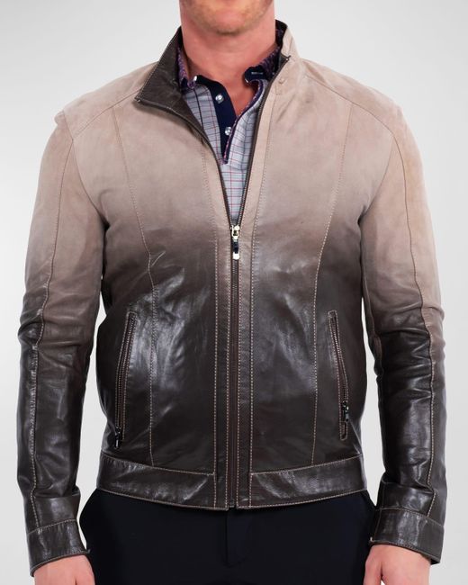 Maceoo Gray Degradé Leather Jacket for men