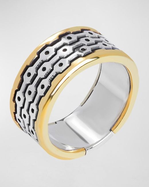 Konstantino Metallic Arc Textured Band Ring for men