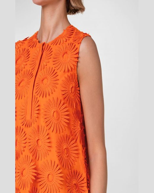 Akris Punto Orange Hello Sunshine Embroidered Tunic Blouse