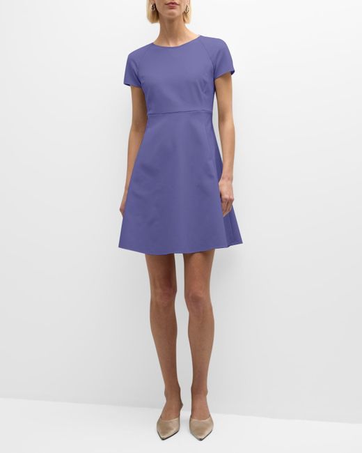 Emporio Armani Blue Raglan-Sleeve Fit-&-Flare Mini Dress
