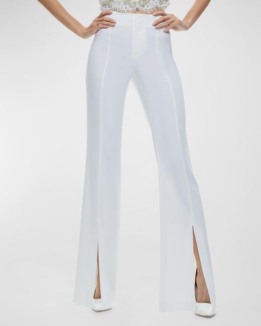 Alice + Olivia White Tisa Low-Rise Clean Waistband Bootcut Pants
