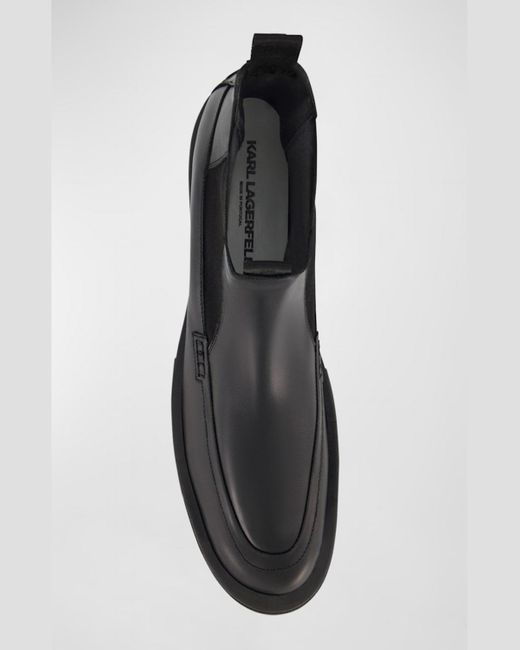 Karl Lagerfeld Paris Label Apron Toe Leather Chelsea Boot in Black for ...