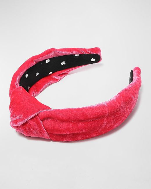 Lele Sadoughi Pink Knotted Velvet Headband