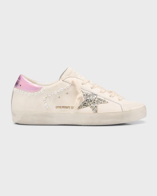 Golden Goose Deluxe Brand Natural Superstar Leather Glitter Low-top Sneakers