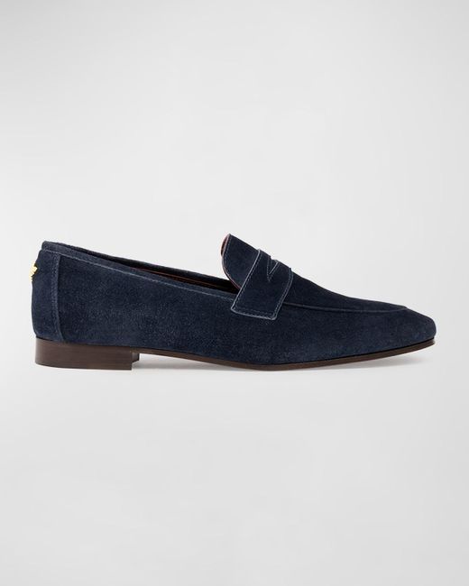 Bougeotte Blue Suede Flat Penny Loafers