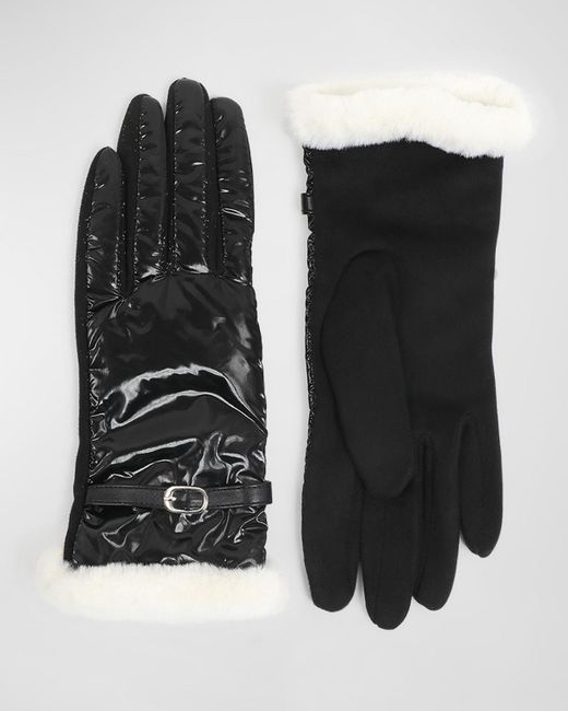Pia Rossini Black Tara Faux Leather Gloves