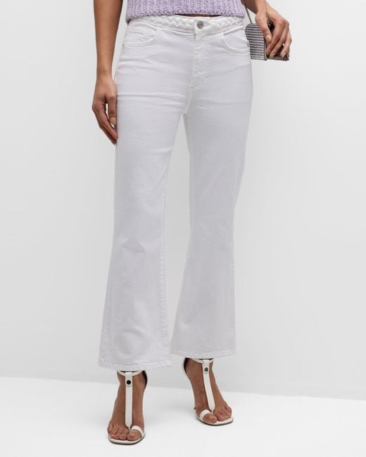 FRAME White Braided Crop Mini Bootcut Jeans