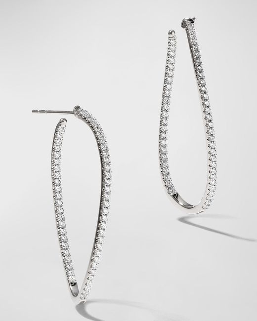 Memoire White 18kwg Medium Diamond Pave Twist Hoop Earrings