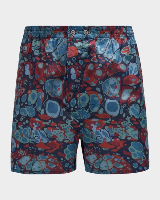 Derek Rose Blue Ledbury Abstract-Print Boxer Shorts for men