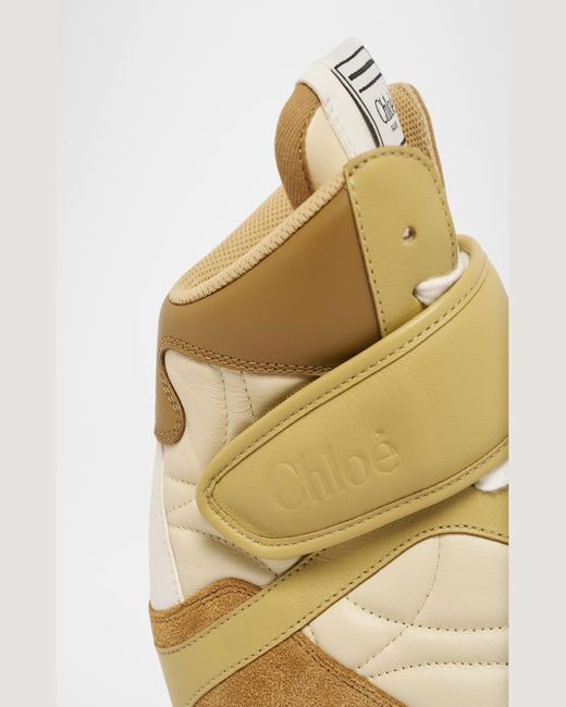 Chloé Kick Mixed Leather High-Top Sneakers in Metallic | Lyst