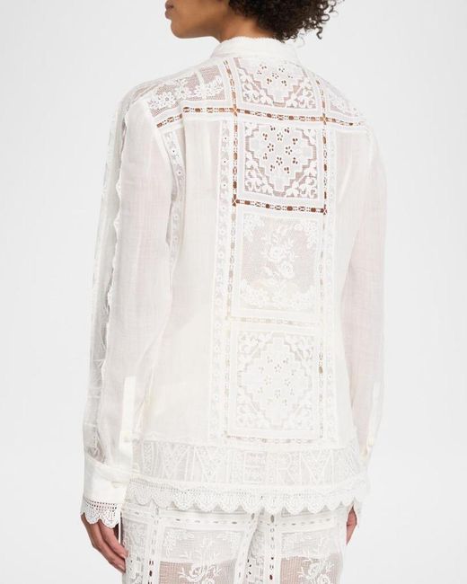 Zimmermann White Aster Embroidered Blouse