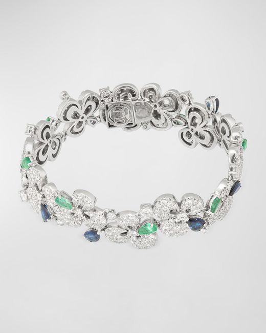 Miseno Metallic 18k White Gold Ischia Diamond, Emerald, And Sapphire Bracelet