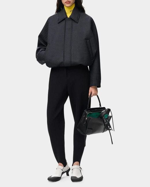 Loewe Blue Check Wool-Blend Drawstring Balloon Jacket