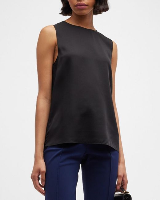 Theory Black Silk Straight Shell Top