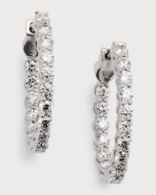 Neiman Marcus 18k White Gold Diamond Hoop Earrings, 1.68tcw