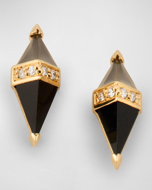 Sorellina Metallic 18K Earrings With Moonstone, And Gh-Si Diamonds, 12X5Mm