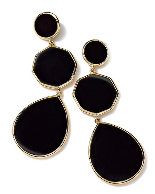 Ippolita Black Crazy 8's 3-stone Drop Earrings In 18k Gold