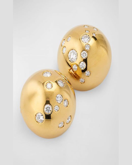 Verdura Metallic Domed Constellation Clip Earrings
