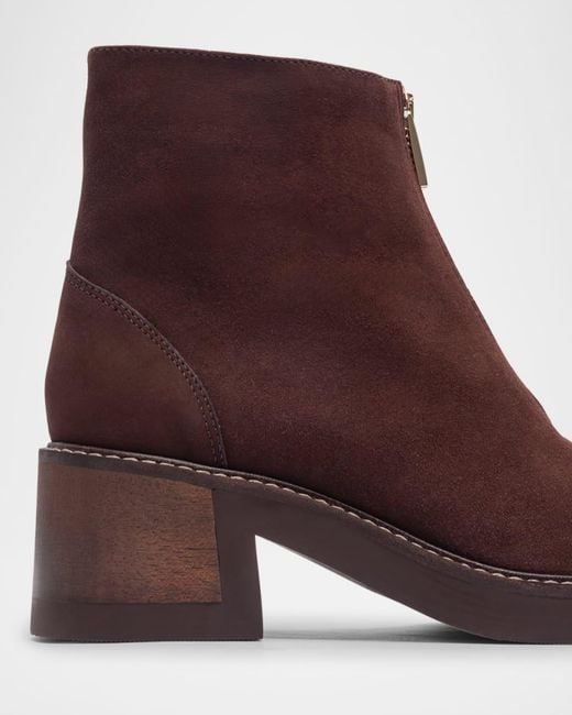 Bernardo Brown Tess Suede Zip-Front Booties