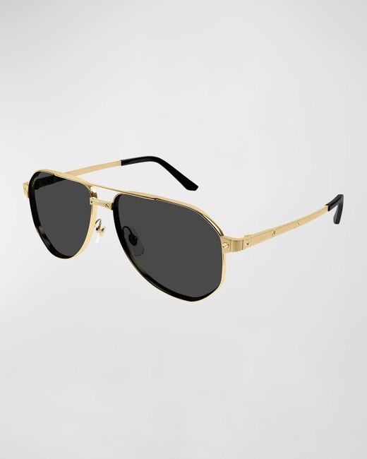 Cartier Black Ct0461Sm Metal Aviator Sunglasses for men