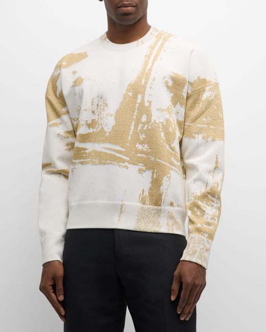 Alexander McQueen Natural Metallic Drop-Shoulder Sweater for men