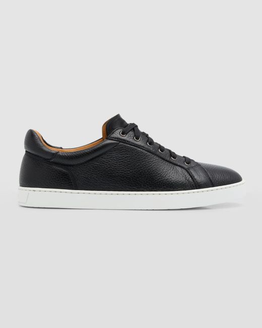 Magnanni Shoes Black Leve Soft Leather Low-top Sneakers for men