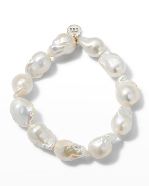 Margo Morrison White 5Th Avenue Baroque Pearl Stretch Bracelet