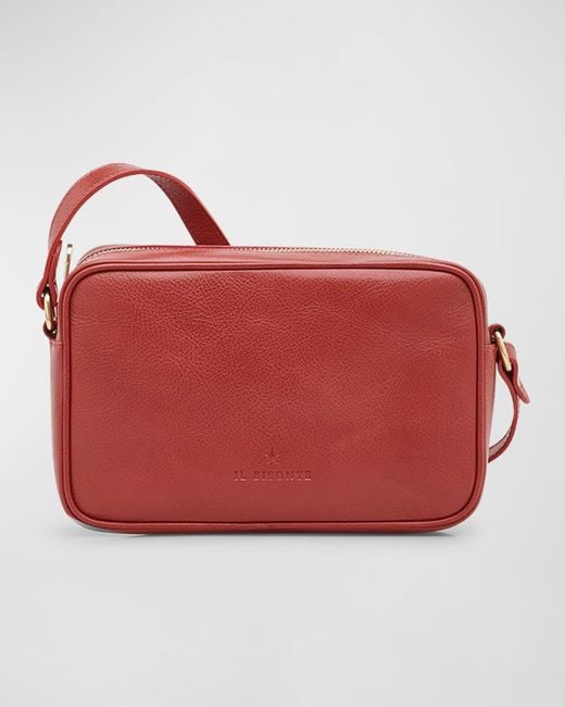 Il Bisonte Red Oliveta Vacchetta Leather Camera Crossbody Bag