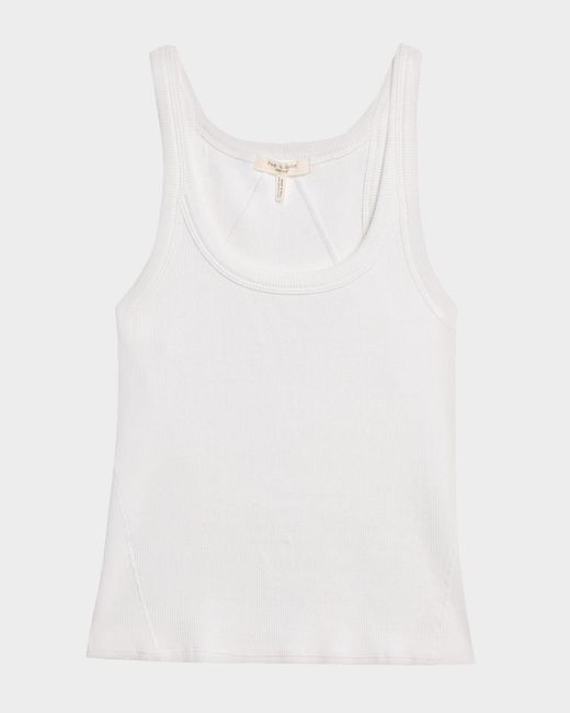 Rag & Bone White The Essential Ribbed Tank Top