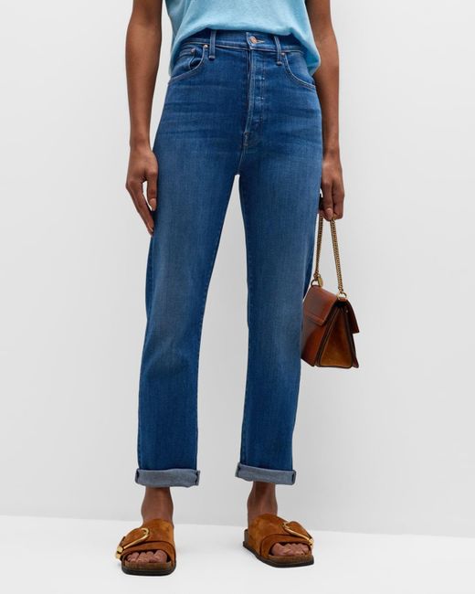 Mother Blue The High Waisted Hiker Hover Jeans