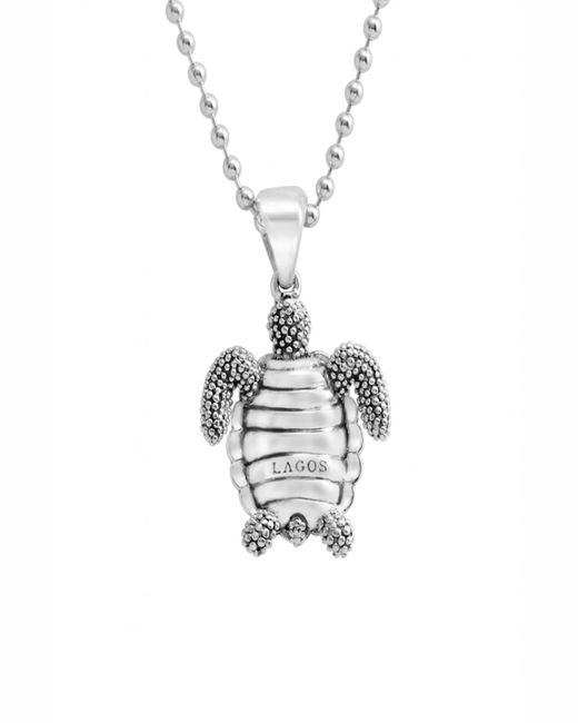 Lagos White Rare Wonders Sea Turtle Pendant Necklace