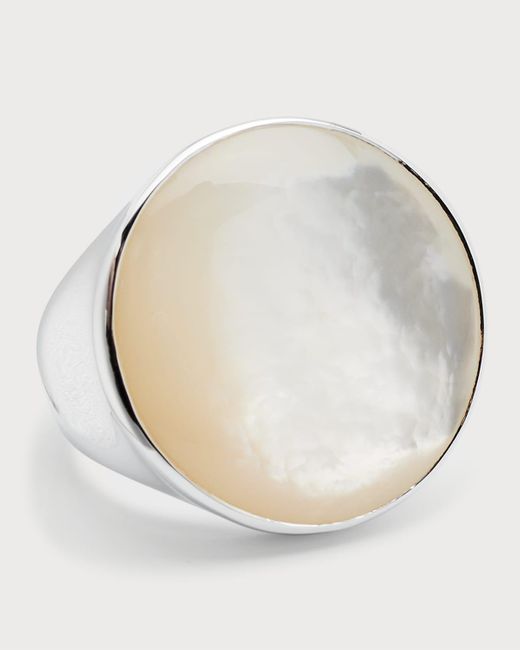 Ippolita White Sculptured Round Ring In Sterling Silver