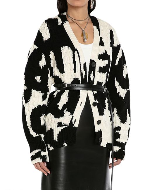 Alexander McQueen Black Graffiti Cable-knit Slouch Cardigan